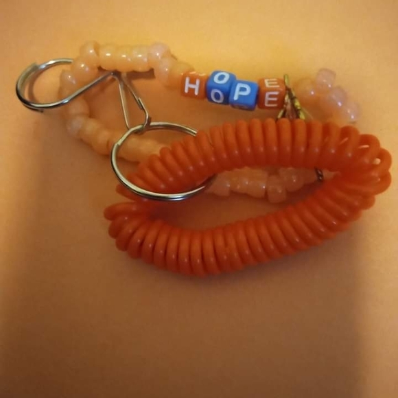 Handmade Red and Orange Beaded Keychain - Picture 6 of 9